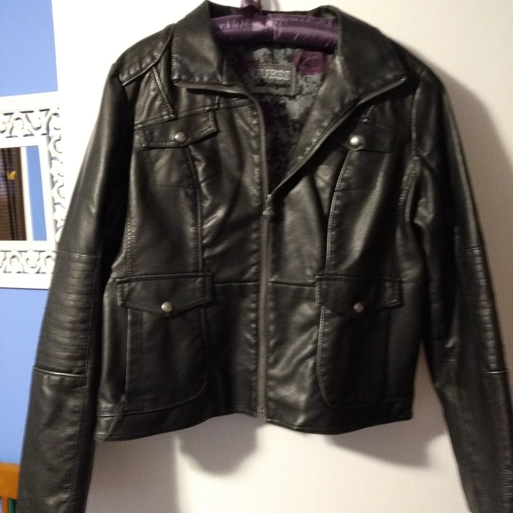 GUESS Black Leather-like jacket